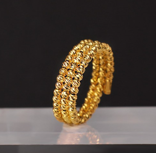 주리에떼 24K 순금 컷팅볼 레이어드 링 볼드 코첼라 세줄 반지