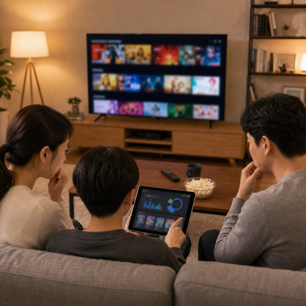 넷플릭스요금제 관련 상황을 확인하는 한국인 실사 이미지 1