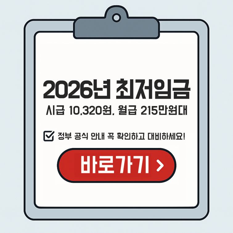2026년 최저임금 확정 안내 포스팅 대표 이미지. 최저임금위원회 공식 사이트로 연결하는 링크 이미지