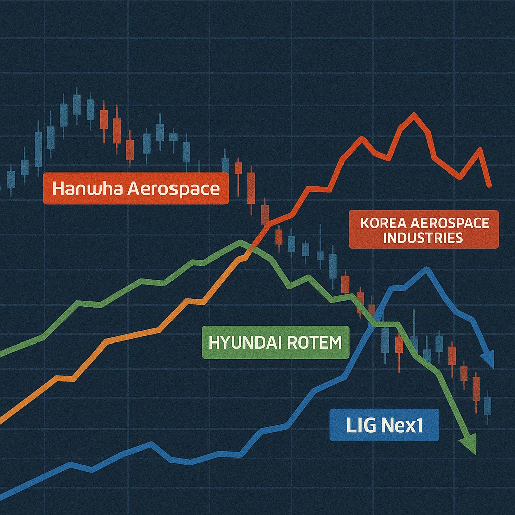 방산주 대표 종목 주가 흐름 비교 그래프