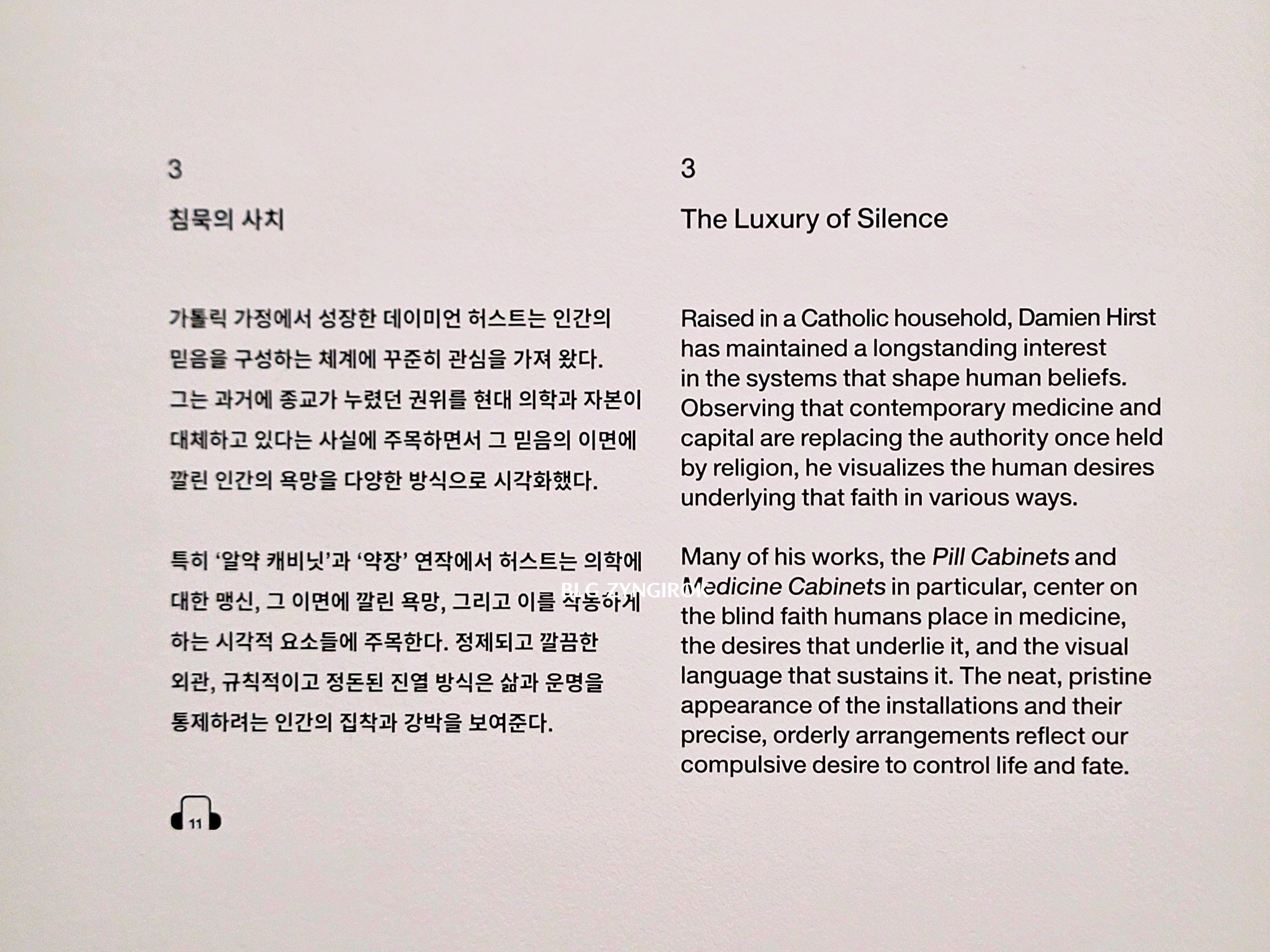 국립현대미술관 : 데이미안 허스트 - 침묵의 사치 설명이다.
