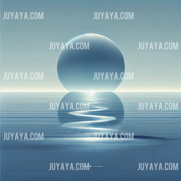 햇빛이 물 위에 반사되며 고요하게 펼쳐진 푸른 바다와 수평선이 어우러진 평화로운 풍경