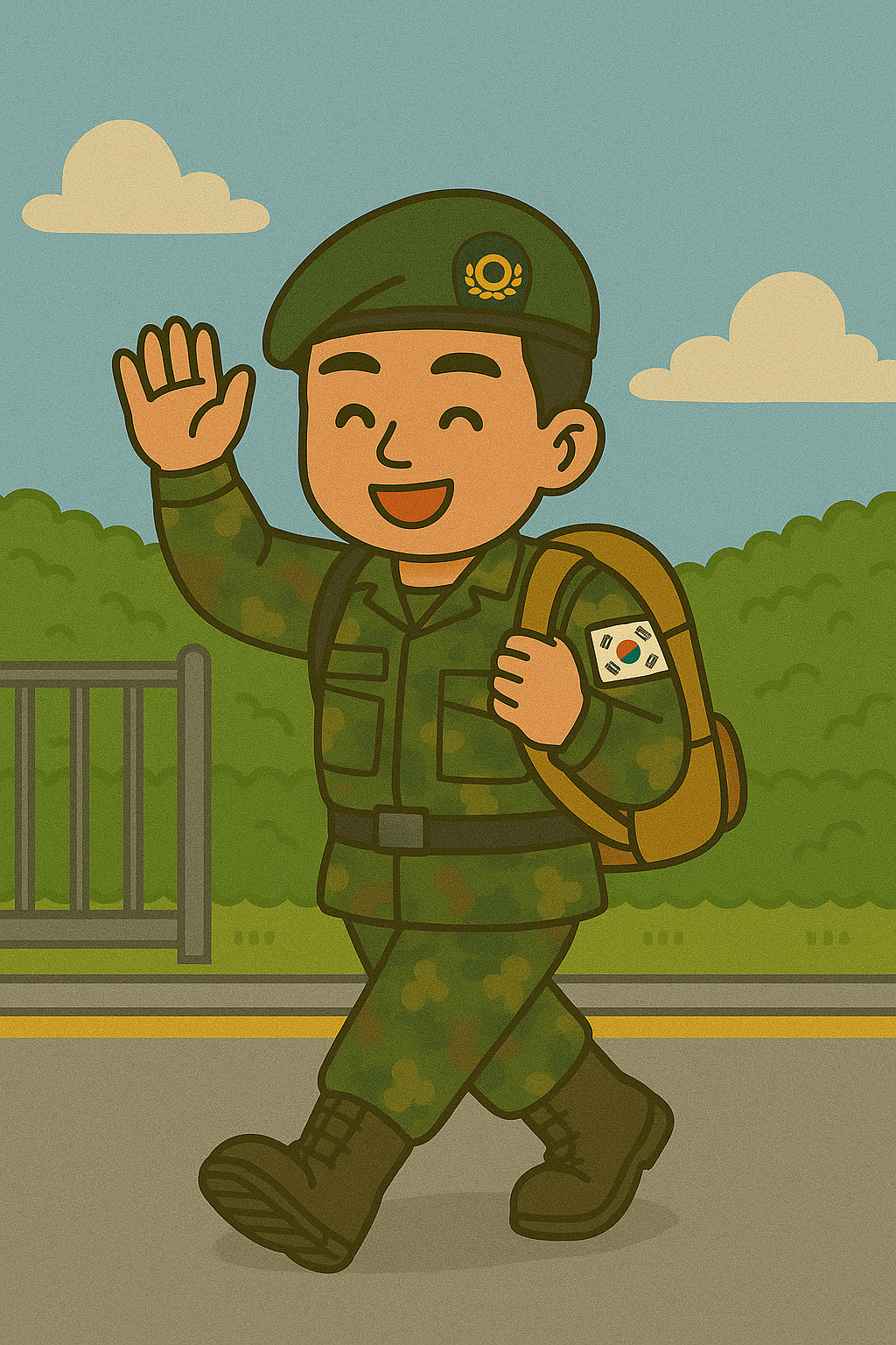 휴가를 떠나는 군인의 모습