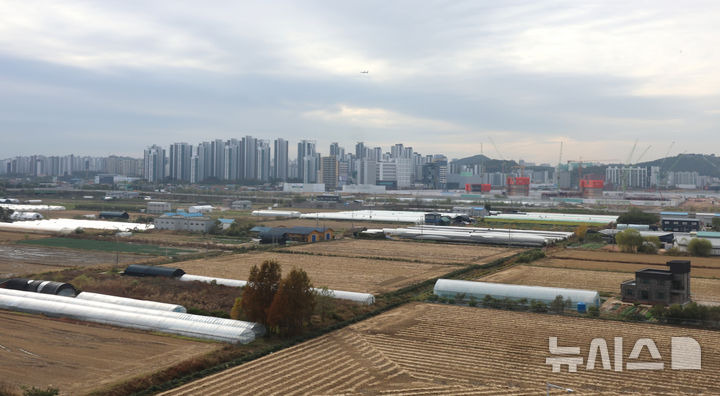 김포아라지구 신규택지 발표 당시 현장 전경 뉴시스 보도사진