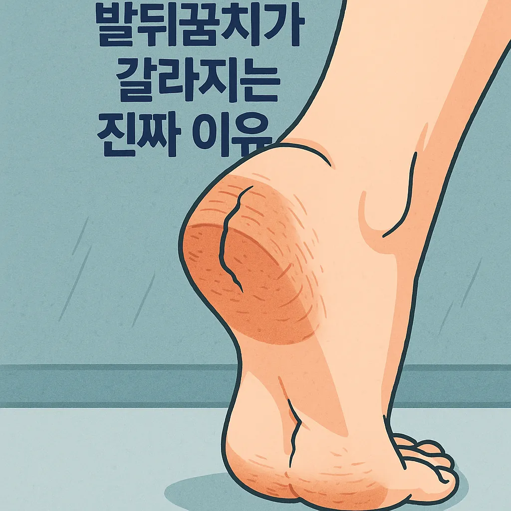 건조하고-갈라진-발뒤꿈치를-가까이서-보여주는-일러스트로-피부-거침과-균열-상태가-자세히-묘사됨