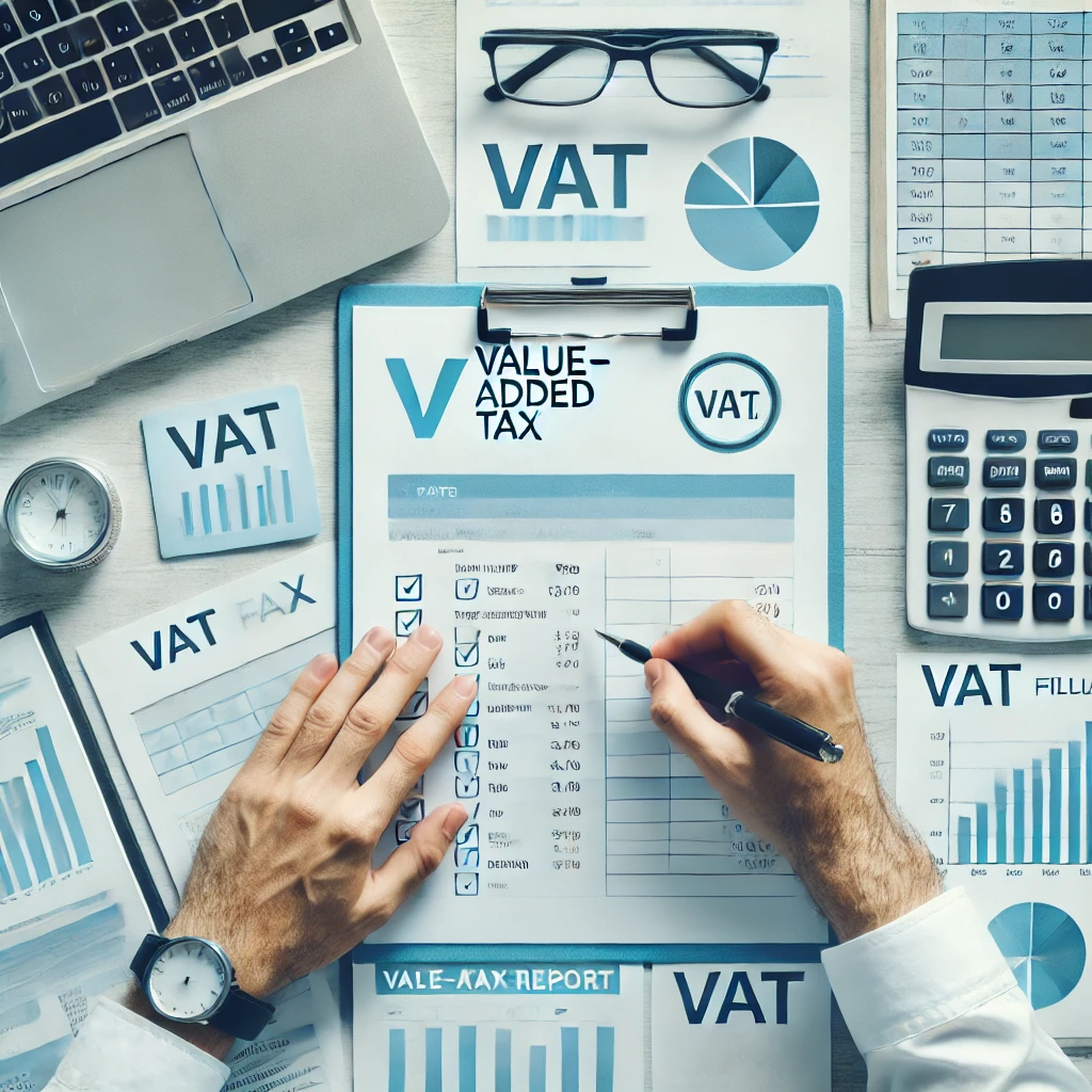 부가가치세 신고서를 작성하는 모습