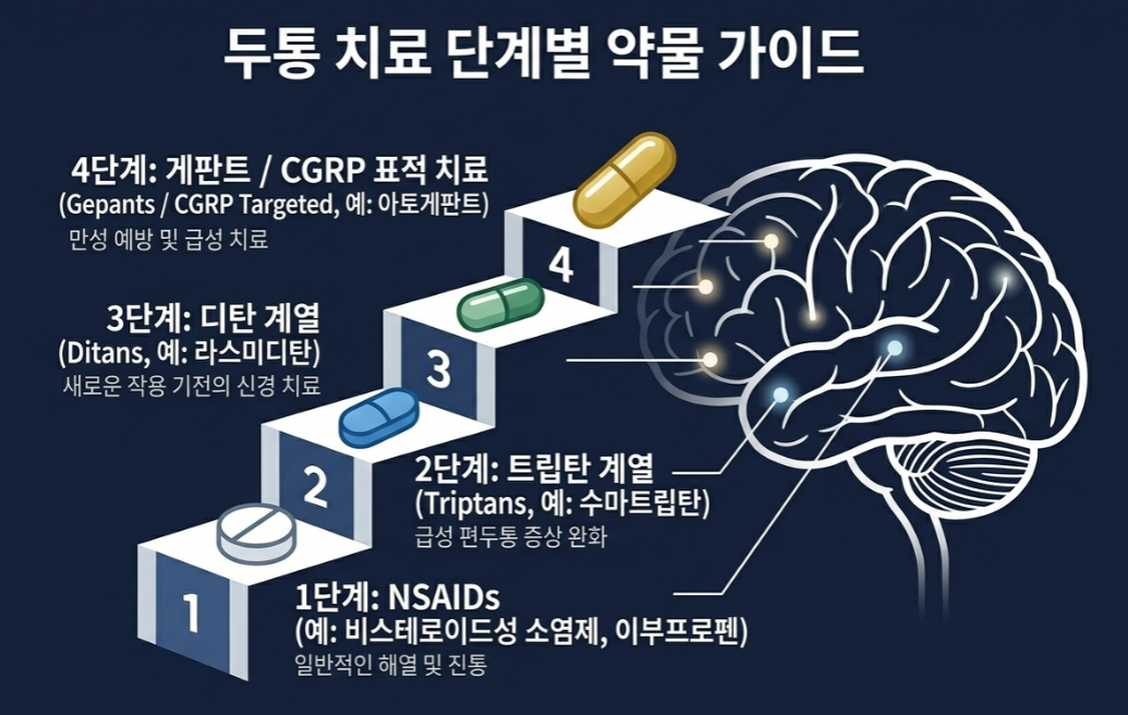 편두통 치료 단계 약물치료