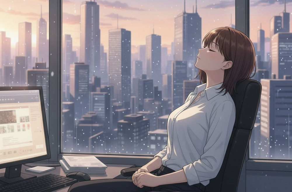 눈을 감고 쉬는 직장인