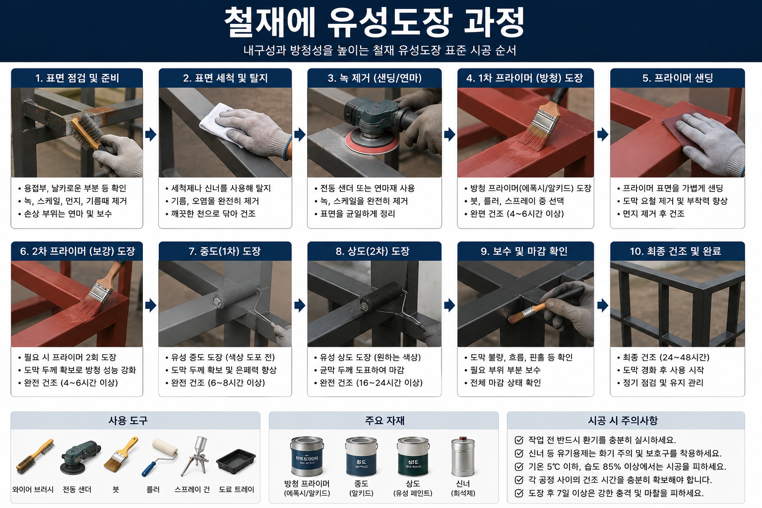 철재에 유성도장과정