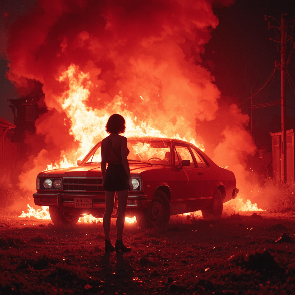 자동차 사고로 차가 불타는 꿈에 대한 이미지