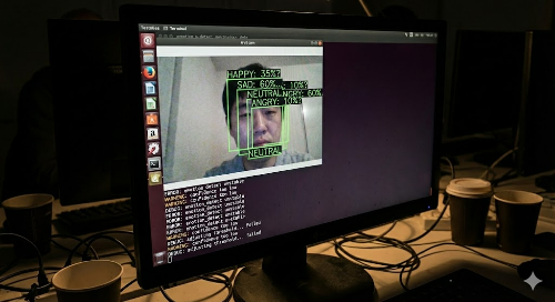 감정 인식 결과가 불안정하게 나타났던 실제 테스트 화면