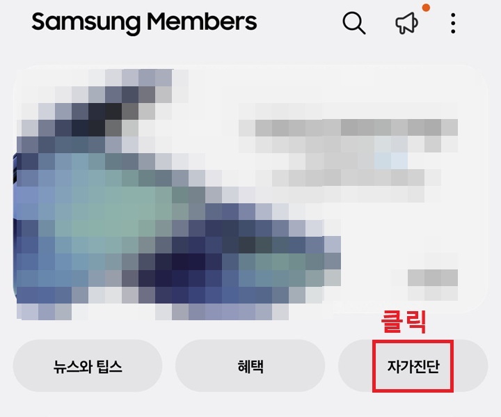 자가진단 메뉴 보임