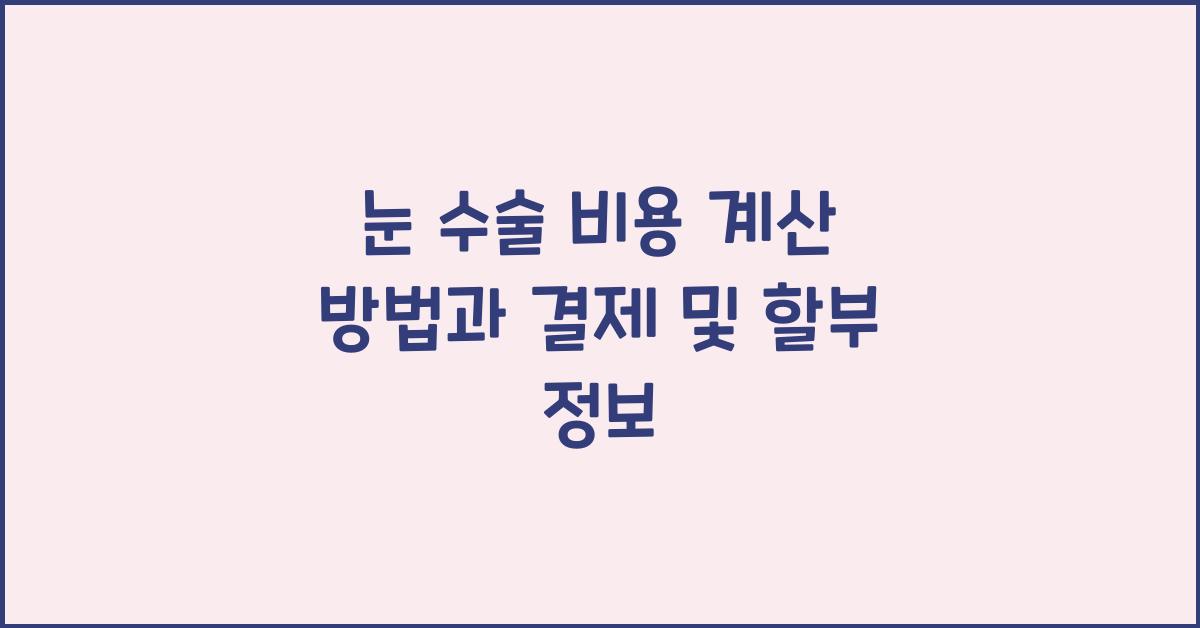 눈 수술 비용, 결제 방법과 할부 정보