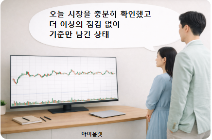 오늘 시장을 정리하고 멈춘 상태