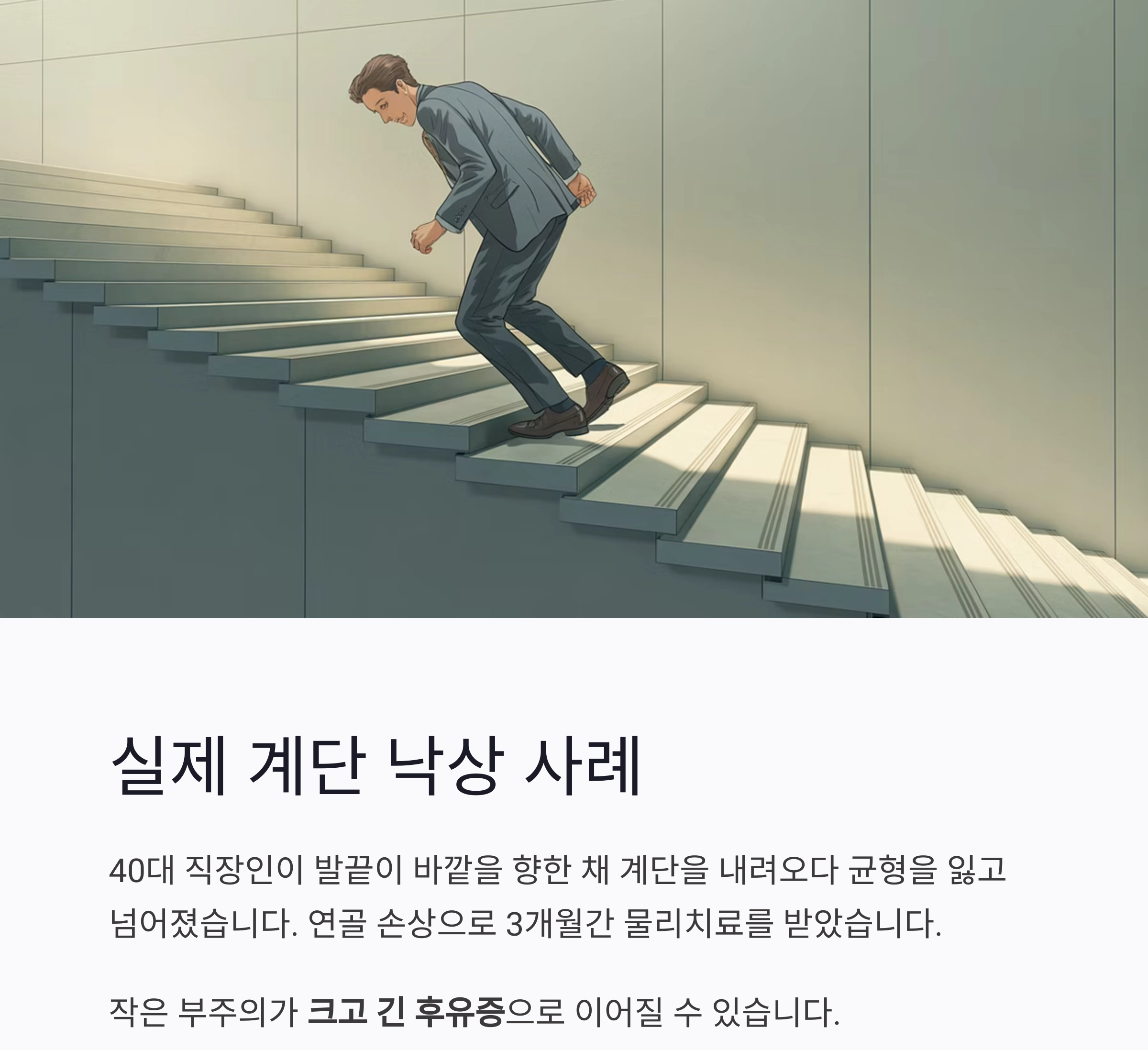 계단 내려갈 때 무릎보다 발끝! 사고 예방의 핵심 자세