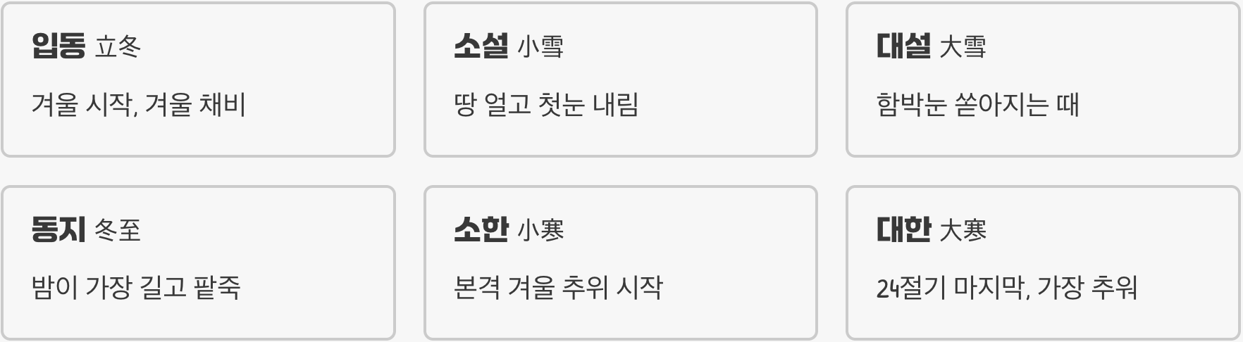 겨울, 새로운 봄을 기다리다 (입동 ~ 대한)