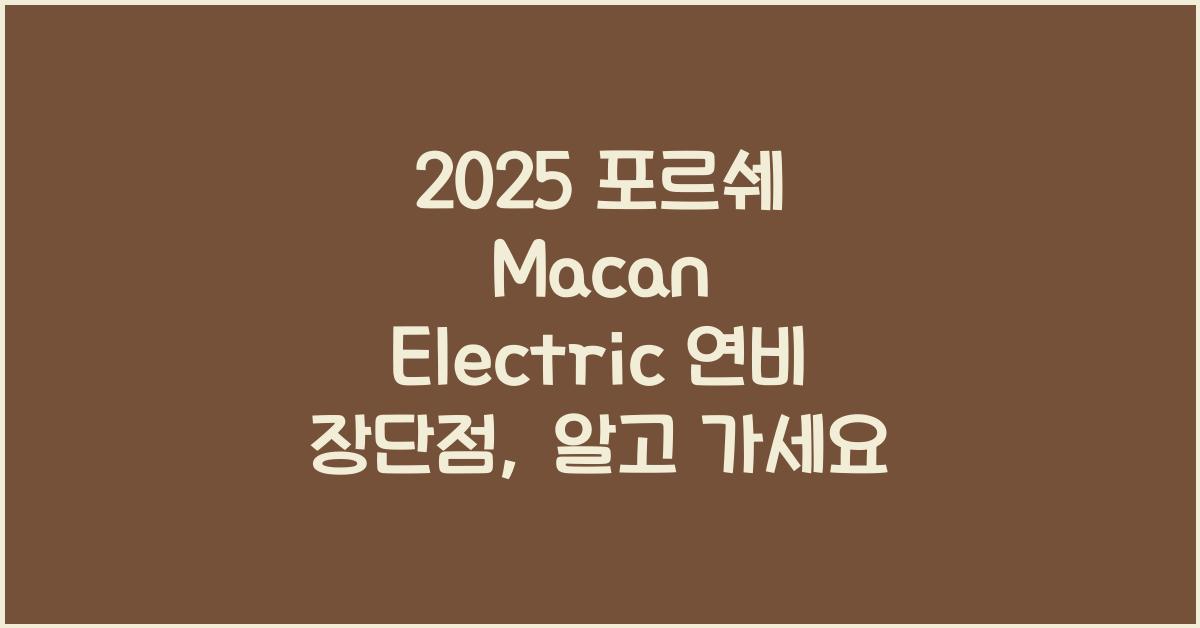 2025 포르쉐 Macan Electric 연비 장단점