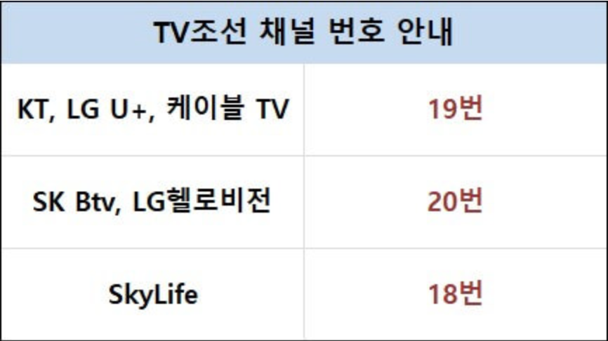 TV조선-채널-번호-안내표