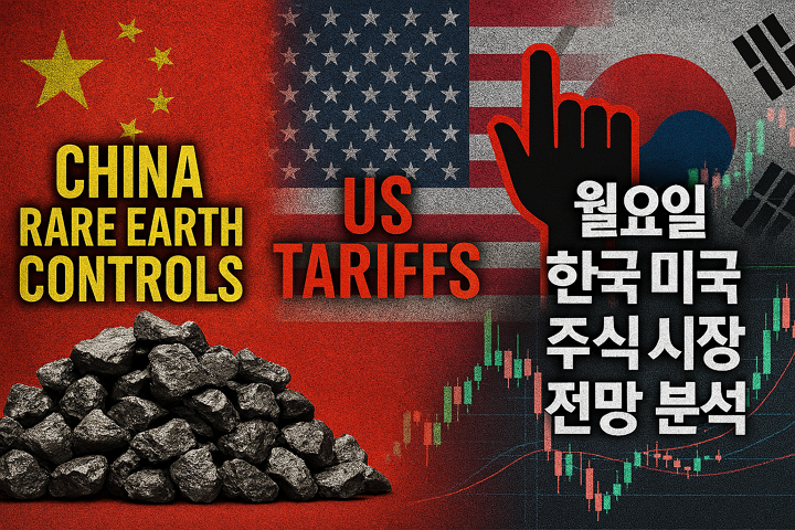 중국 희토류 통제, 미국 추가관세, 월요일 한국 미국 주식 시장 전망 분석