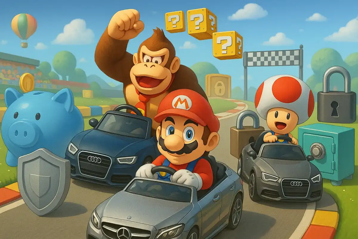 마리오와 금융 레이싱 컨셉 일러스트