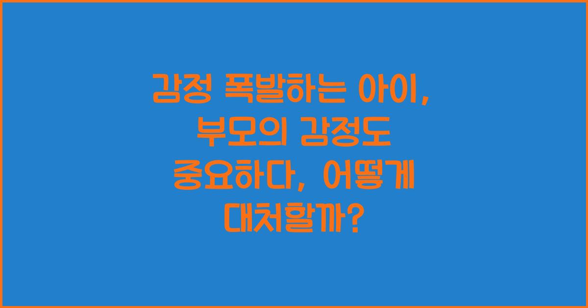 감정 폭발하는 아이, 부모의 감정도 중요하다
