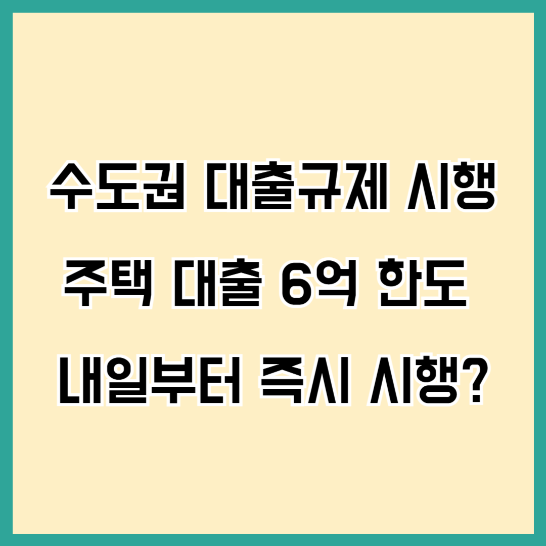 수도권 대출규제 시행, 주택대출 6억한도 제한