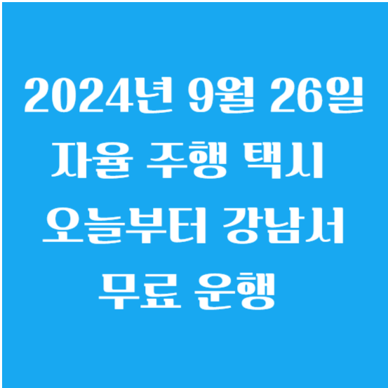 2024년 9월 26일 자율 주행 택시 오늘부터 강남서 무료 운행