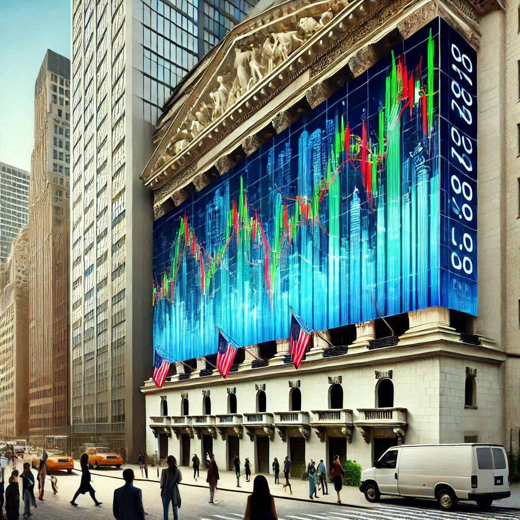 Dow Jones Index displayed on a city billboard