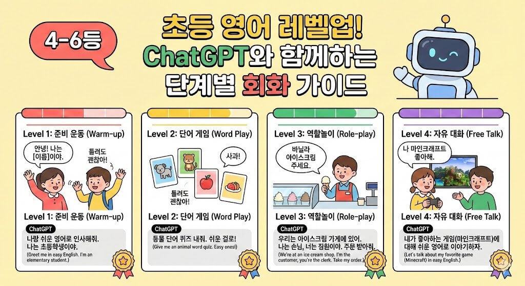 초등 4 ~ 6학년 영어 회회 학습 특징 및 수준별 영어 회화 연습 방법, 부모의 실천 전략