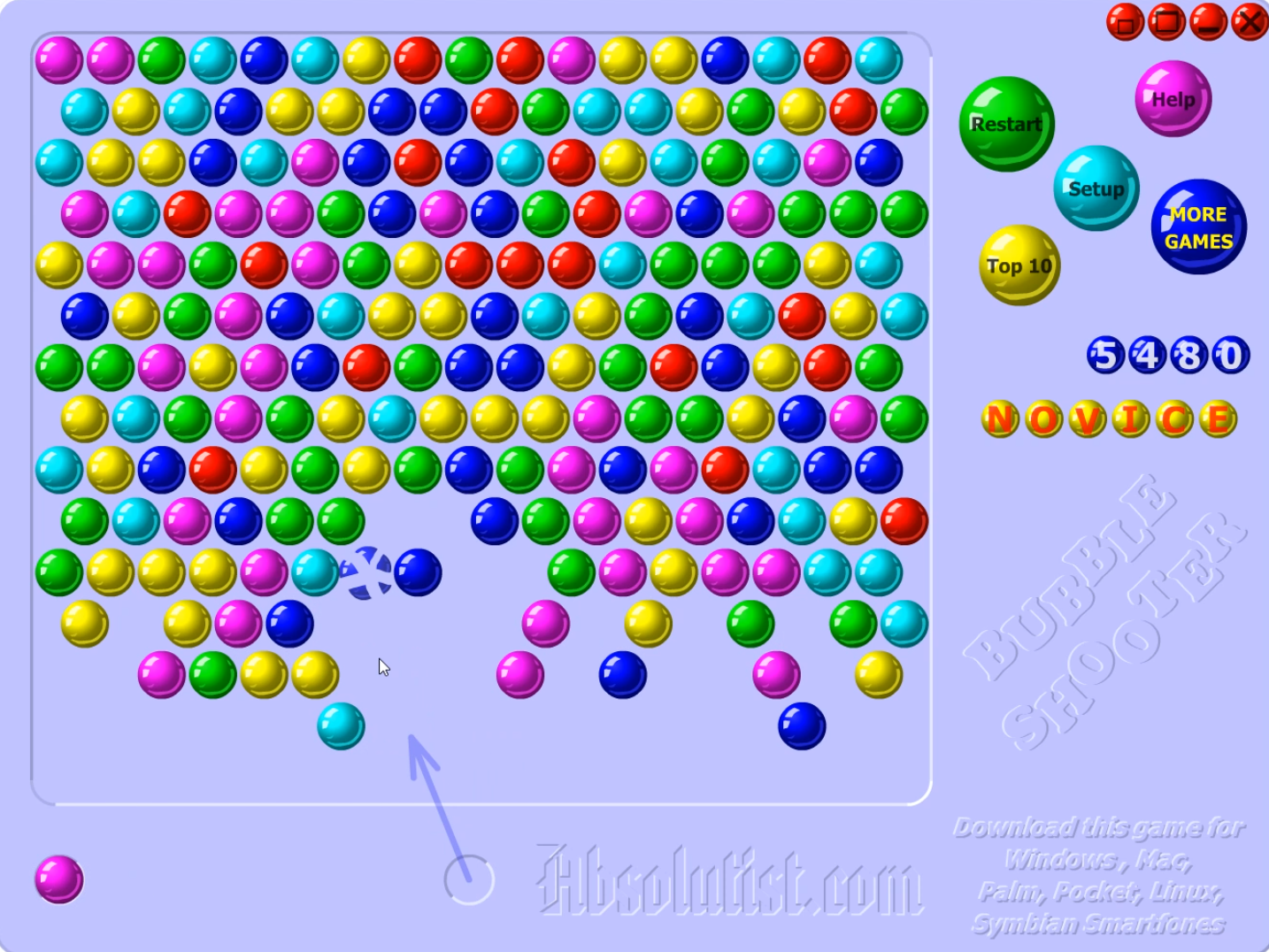 버블슈터-플래시게임-플레이-같은-색상의-공을-맞추고-터트리는-화면