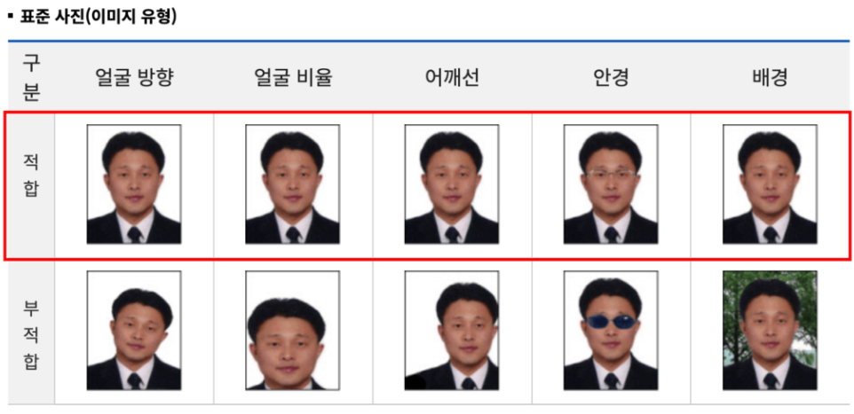 표준사진 규격