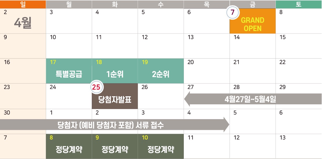 청주 동일하이빌 파크레인 분양캘린더