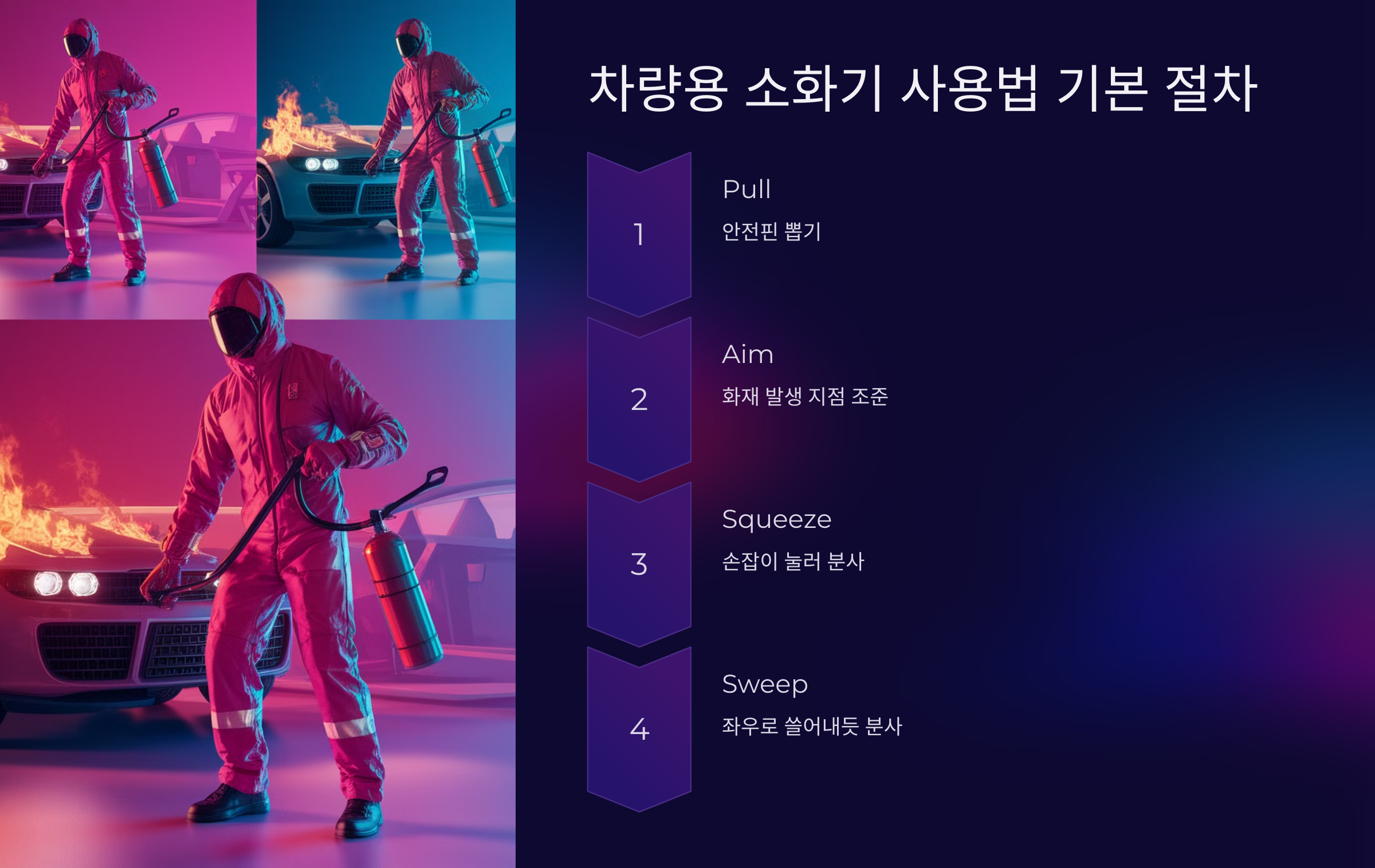 🚗 차량용 소화기 사용법 기본 절차