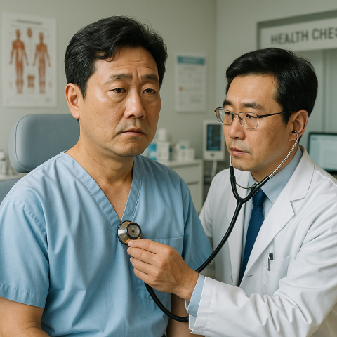 건강검진을 받고 있는 40대 남성