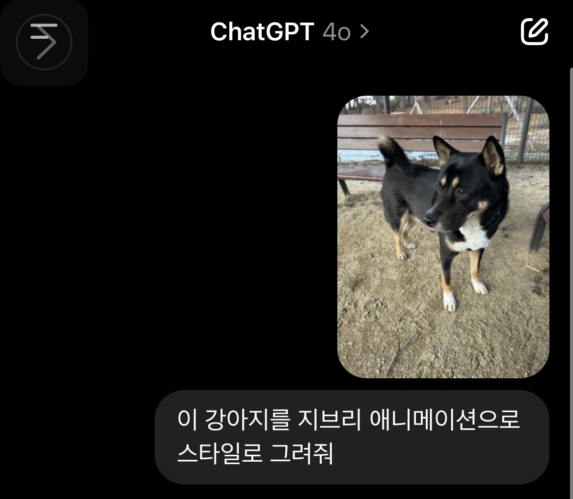"강아지 지브리 스타일 이미지, ChatGPT로 만든 프사"