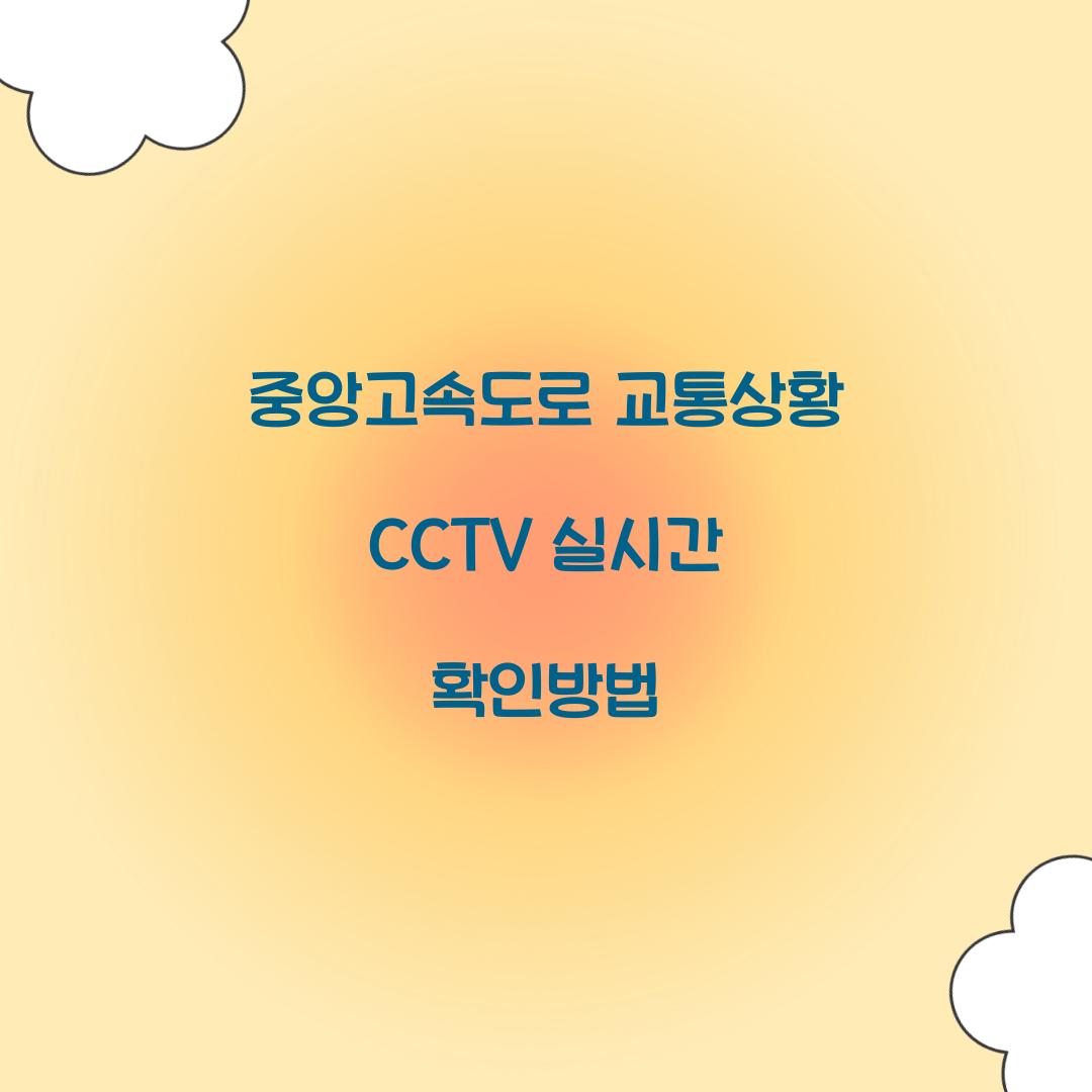 중앙고속도로 교통상황 CCTV