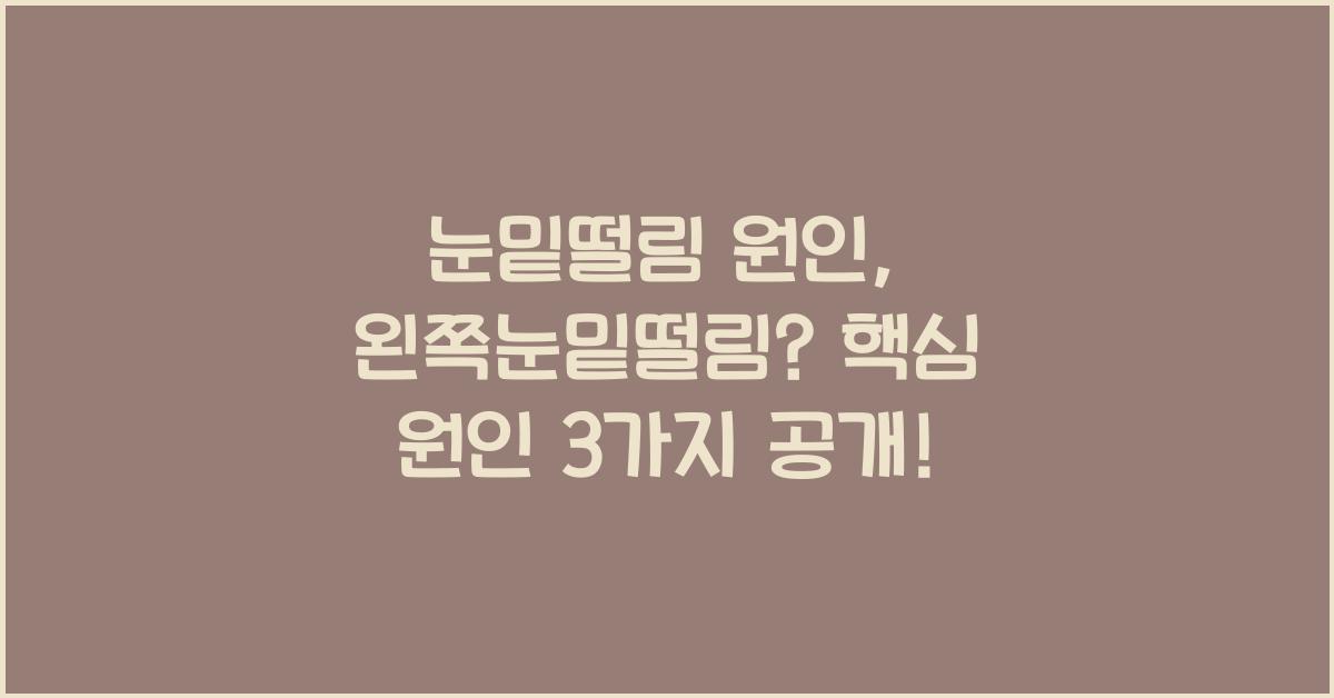 눈밑떨림 원인,왼쪽눈밑떨림? 핵심 원인 3가지