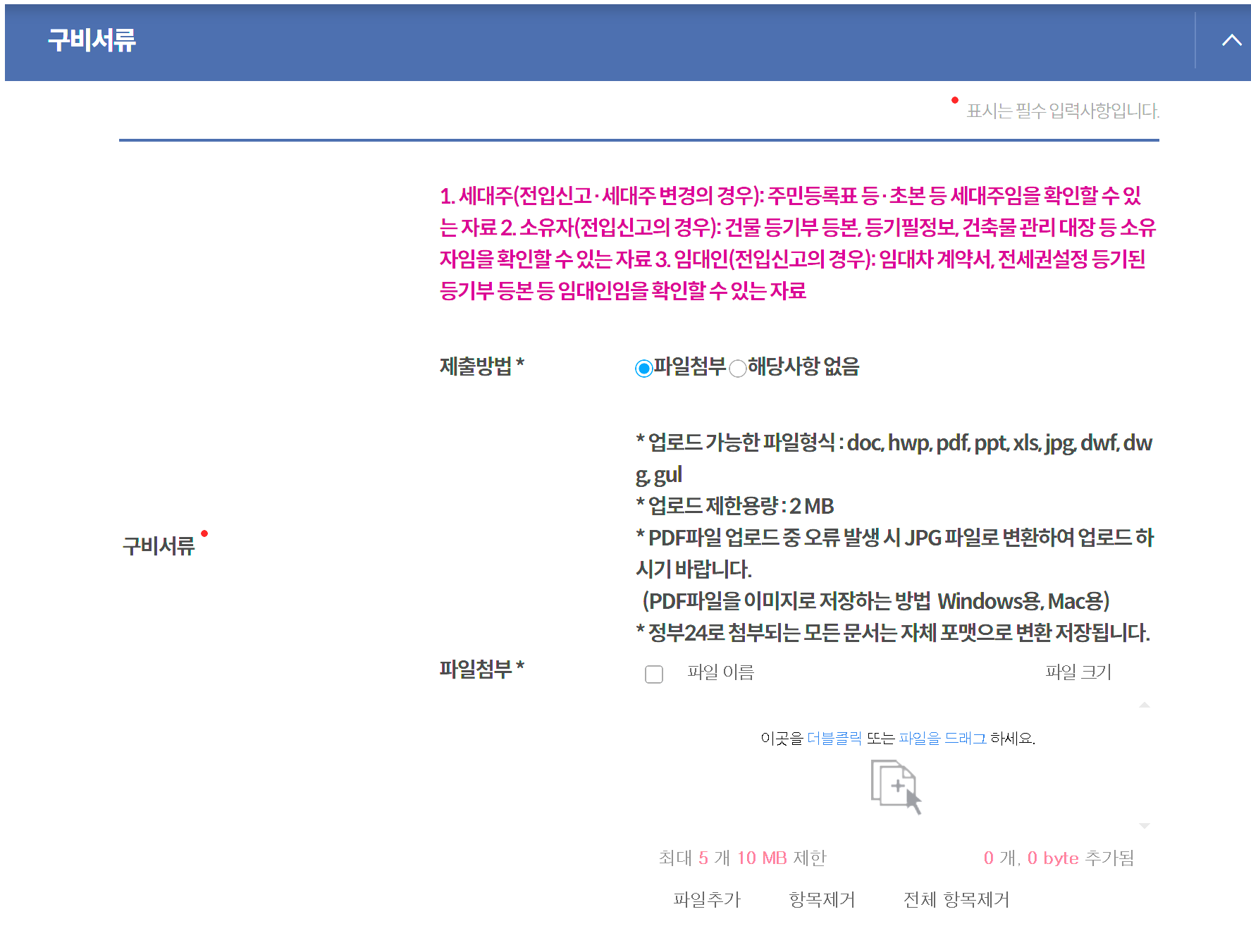 구비서류