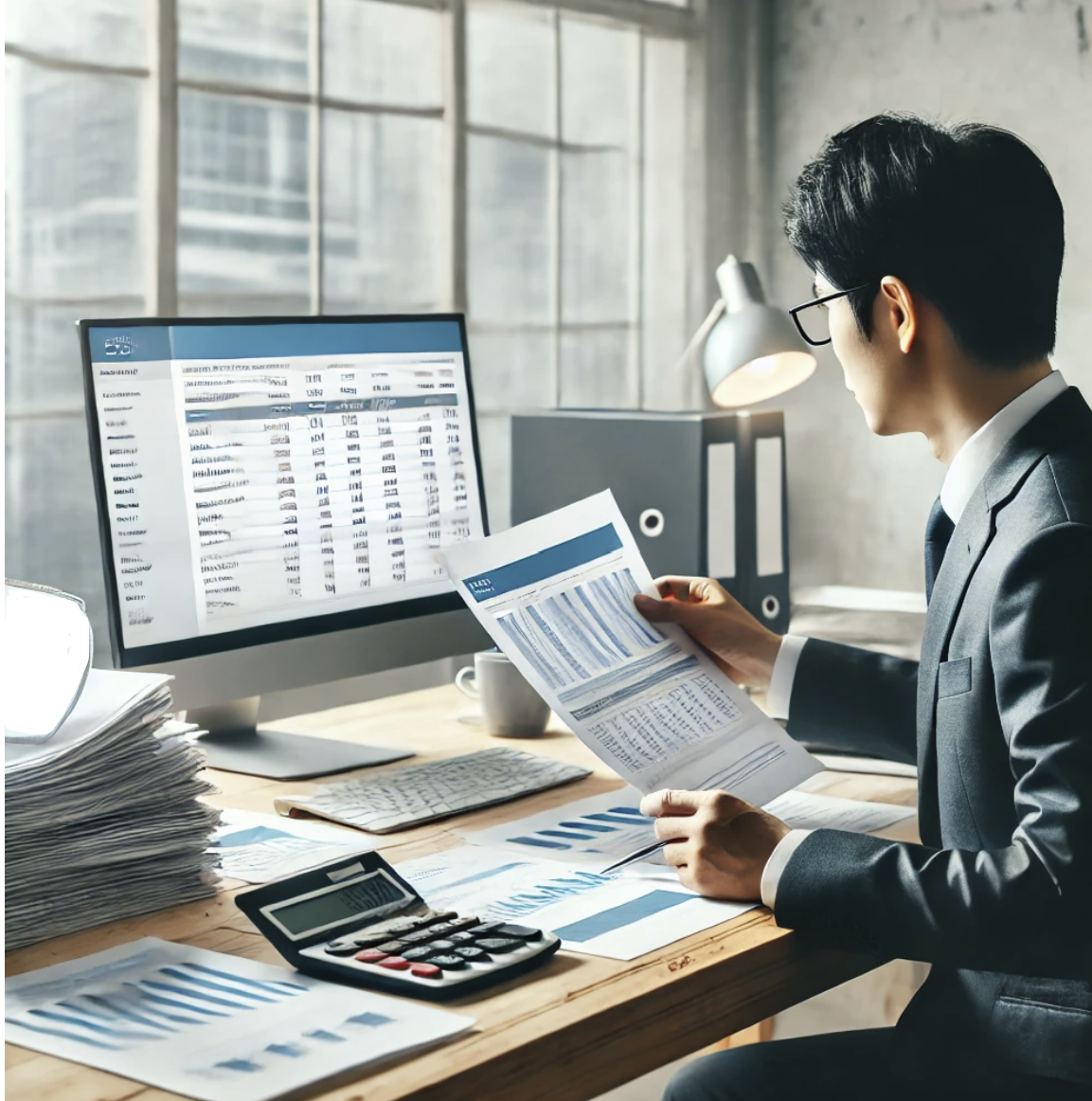 세금 관련 문서를 검토하는 장면