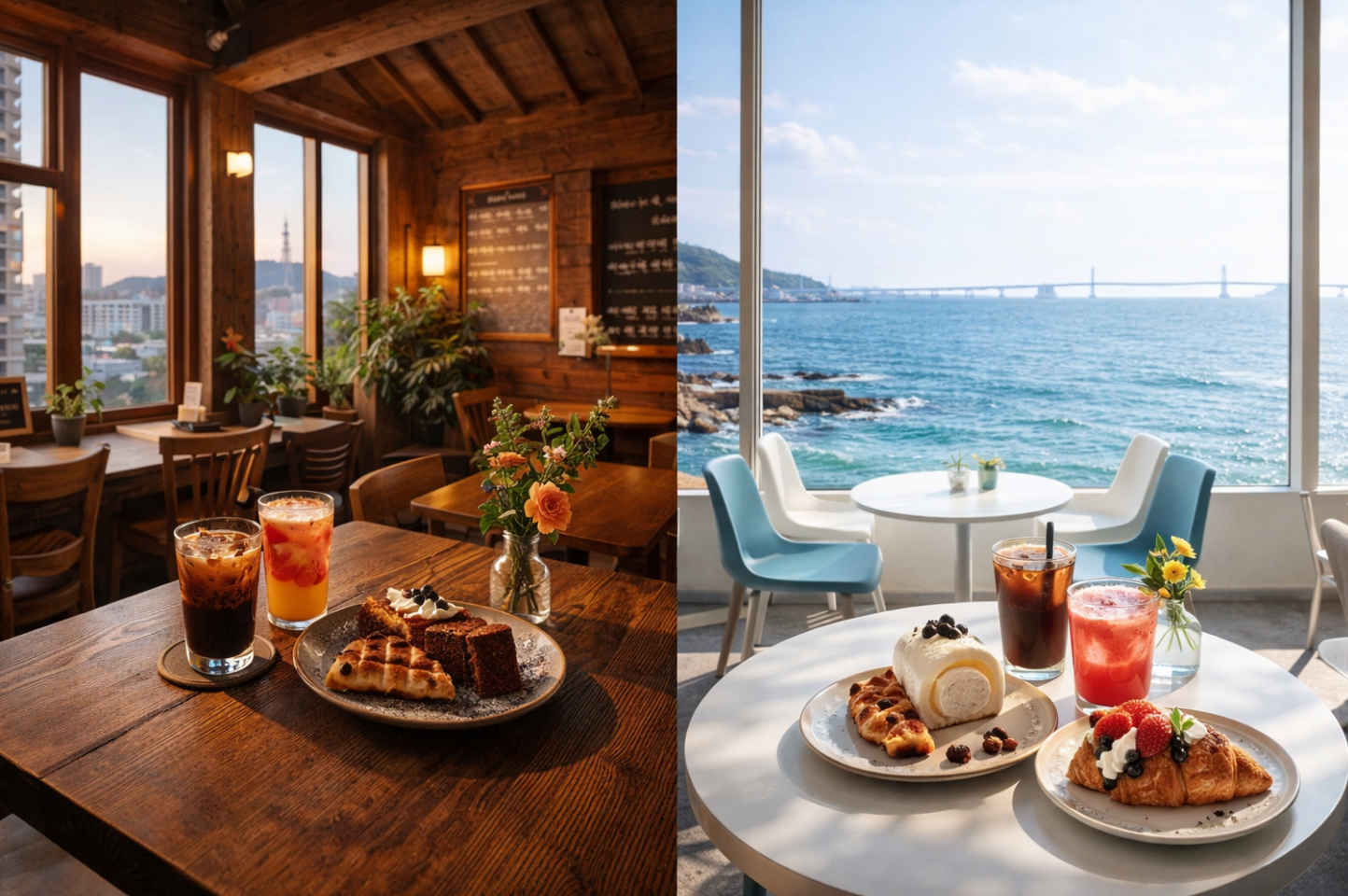 서울카페와 부산카페의 분위기