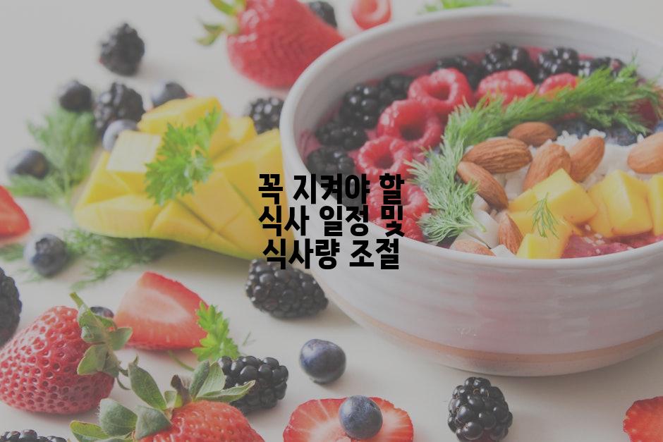 꼭 지켜야 할 식사 일정 및 식사량 조절