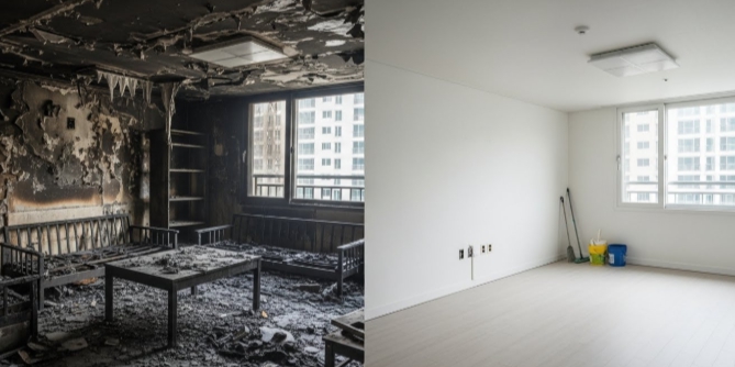 영암 아파트 화재청소 복구 인테리어중