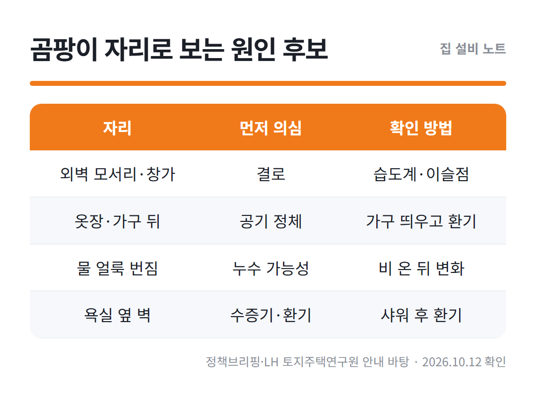 벽지 곰팡이 정리표