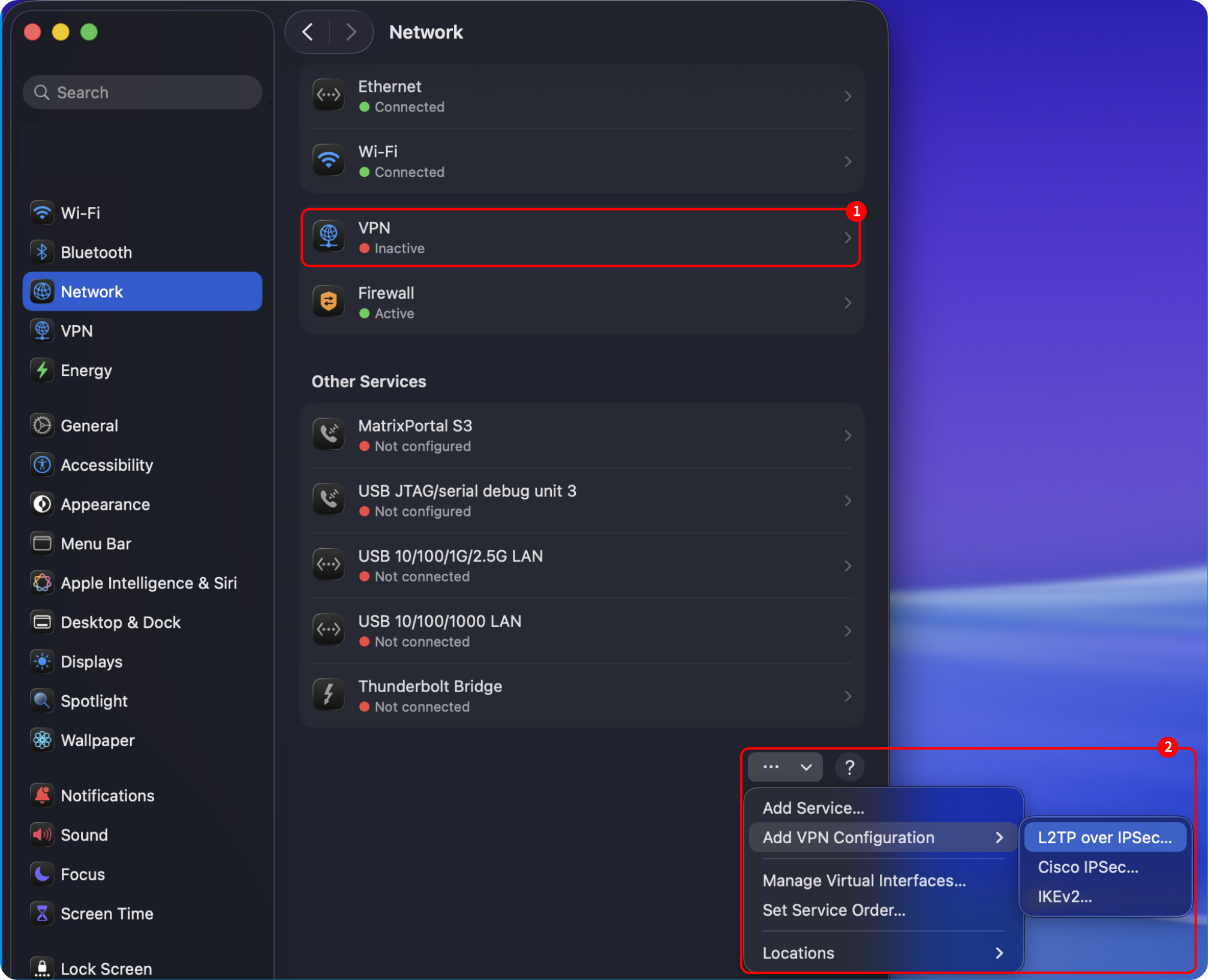 MacOS에서 VPN설정을 위한 메뉴 찾아가기