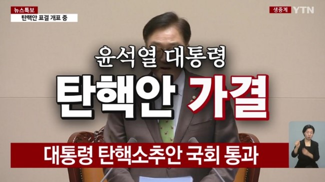 윤석열 탄핵안 가결