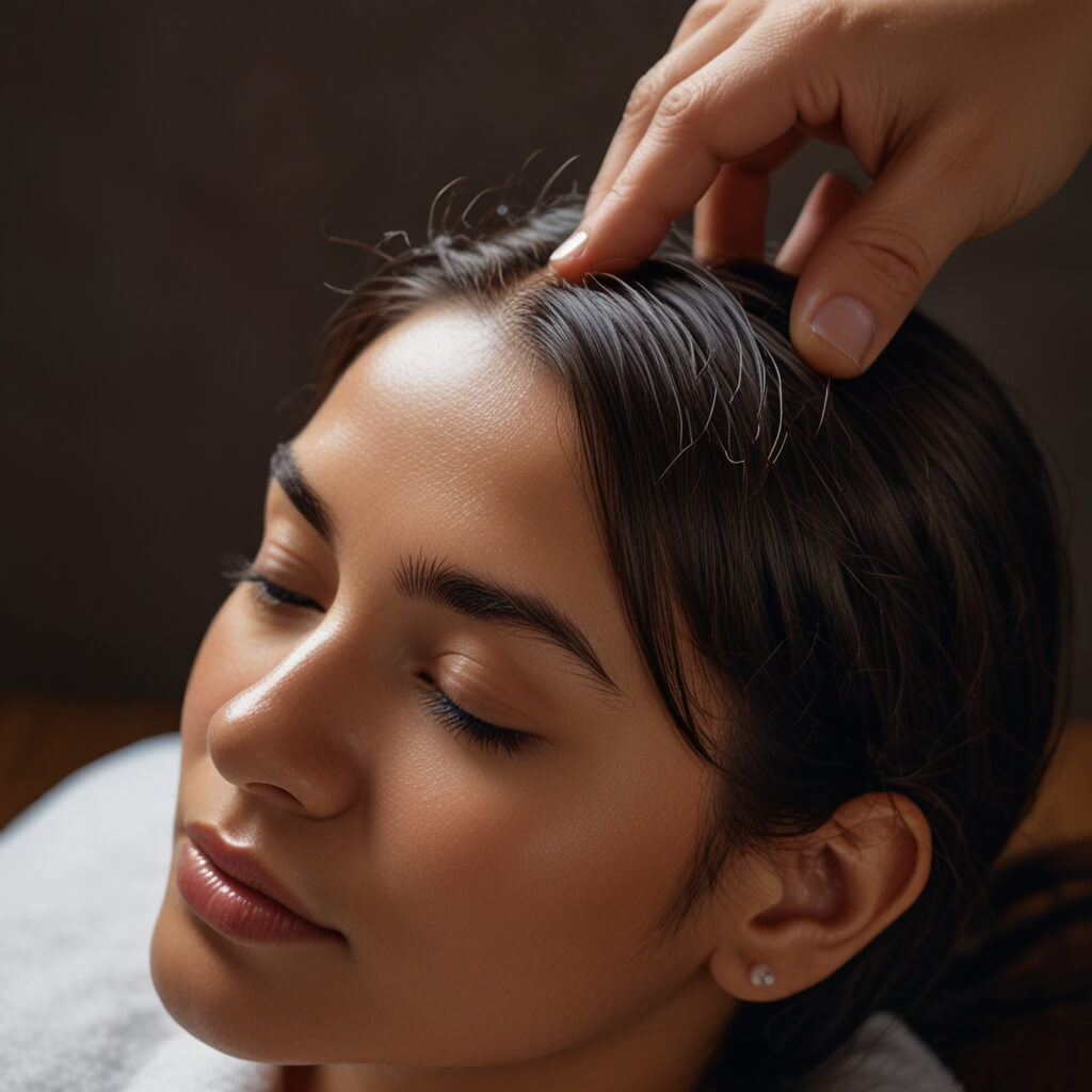 두피마사지를-받는-여성