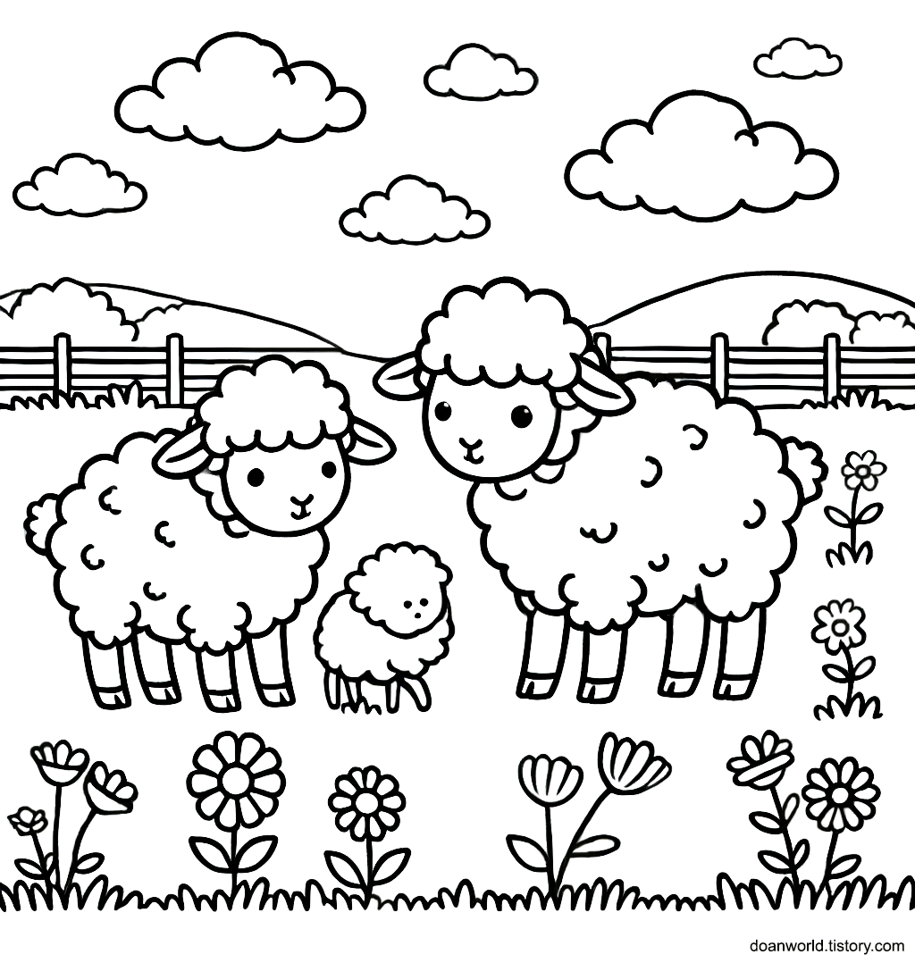 양 색칠공부 도안