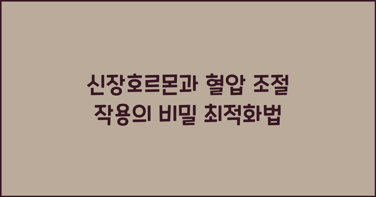 신장호르몬, 혈압 조절 작용