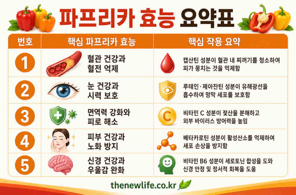 파프리카 효능 요약표
