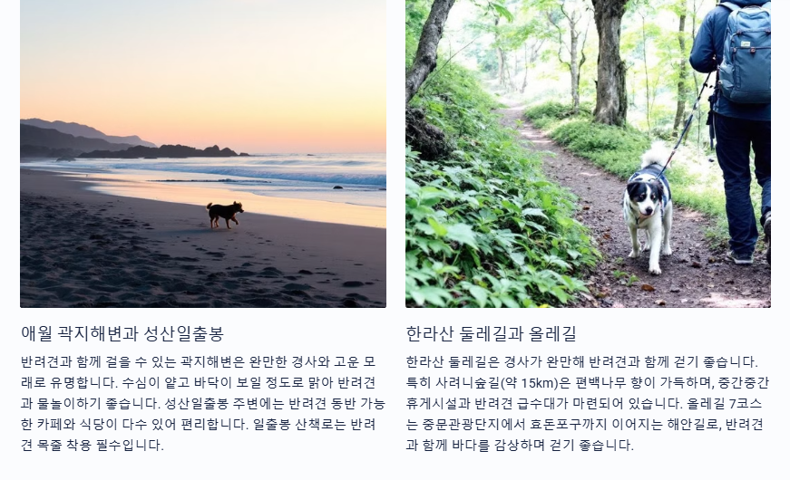 애월 곽지 해변과 성산 일출봉 한라산 둘레길과 올래길